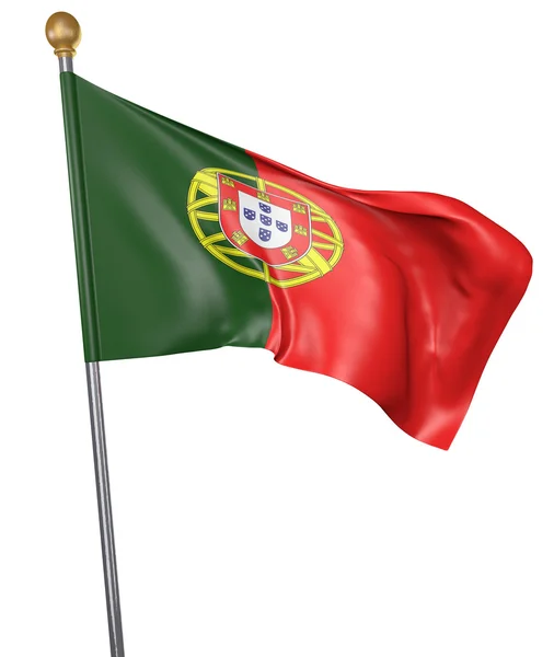 Bandeira nacional para o país de Portugal isolada sobre fundo branco, renderização 3D — Fotografia de Stock