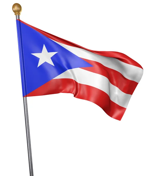 Bandeira nacional para o país de Porto Rico isolado em fundo branco, renderização 3D — Fotografia de Stock