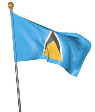 Saint Lucia beyaz arka plan üzerinde 3d render izole ülkesi için ulusal bayrak