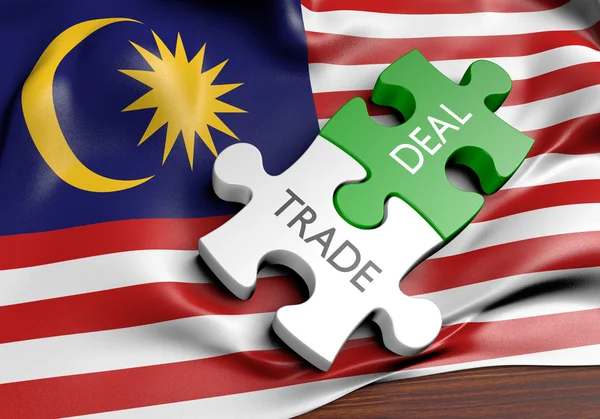 Малайзія торговельних угод і концепції міжнародної торгівлі, 3d-рендерінг — стокове фото