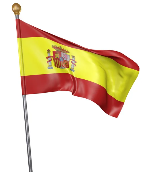 Nationalflagge für Spanien isoliert auf weißem Hintergrund, 3D-Darstellung — Stockfoto