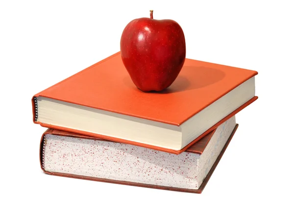 赤いリンゴと教育科学、教科書体と心のための食糧 — ストック写真