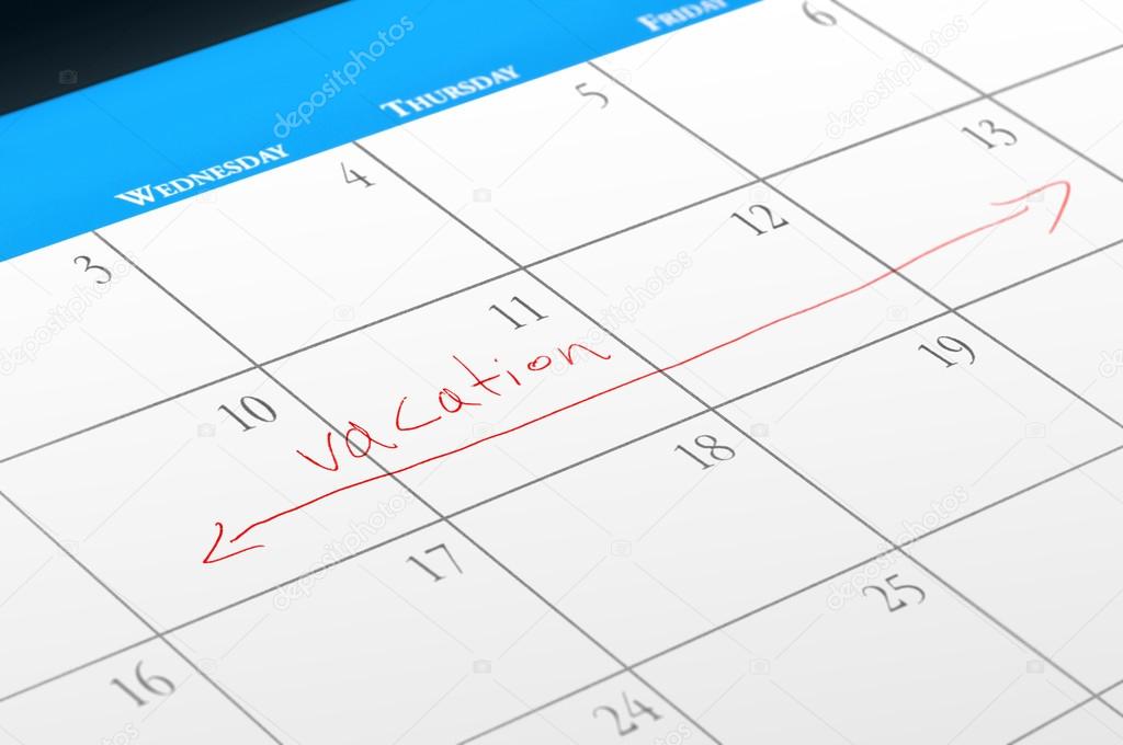 Vacation dates reserved on a calendar