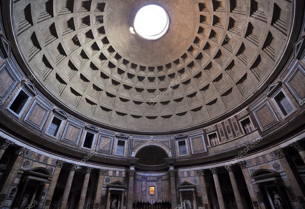 Roman Pantheon Architectural Interior Detail And Dome