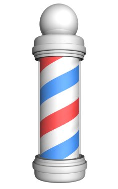 Eski moda Kuaför kutup 3d Render kırmızı, beyaz ve mavi çizgili