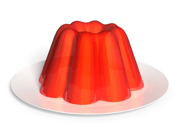 Sweet strawberry pudding dessert rendered in 3D — Stock Photo, Image