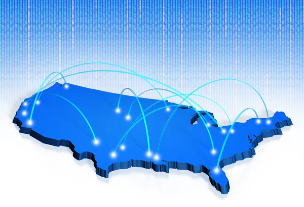 Carte des connexions américaines pour les concepts d'internet, de transport et de réseau d'appels — Photo