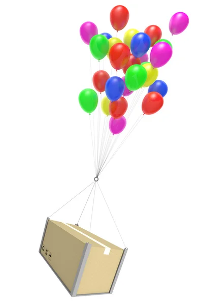 Entrega do pacote de correio aéreo pelo transporte de serviço de correio de balão — Fotografia de Stock