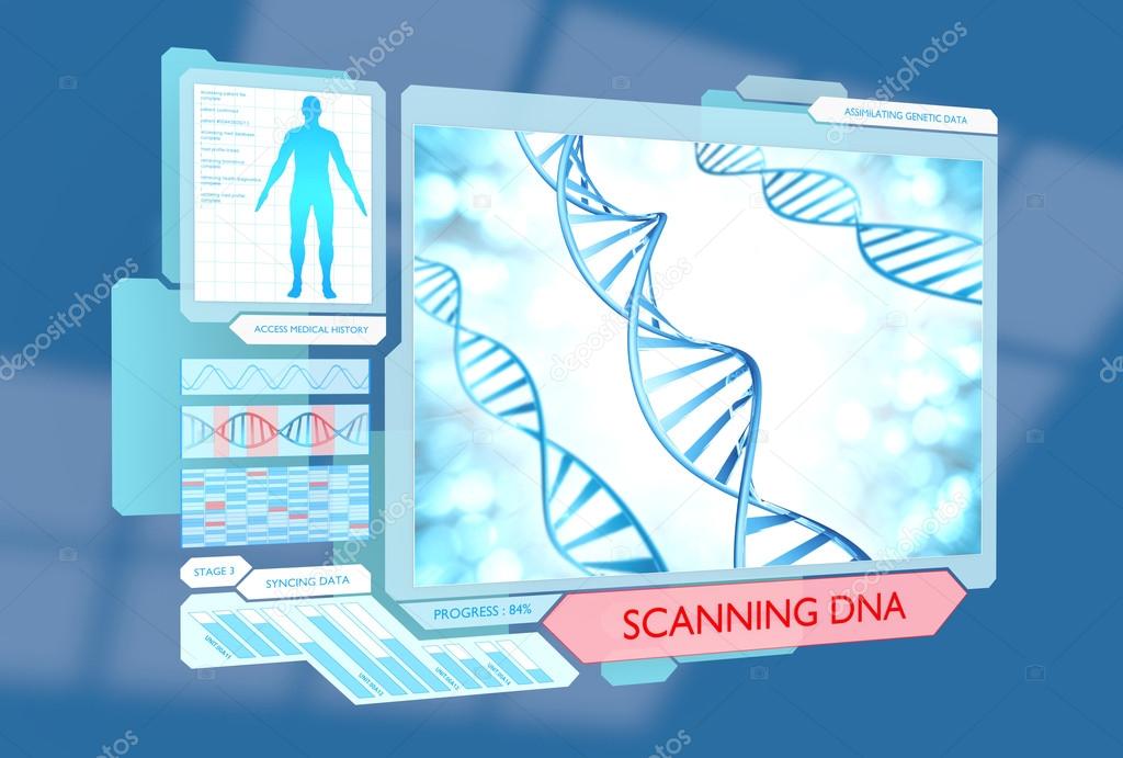 Futuristic DNA scanning medical procedure for monitoring health