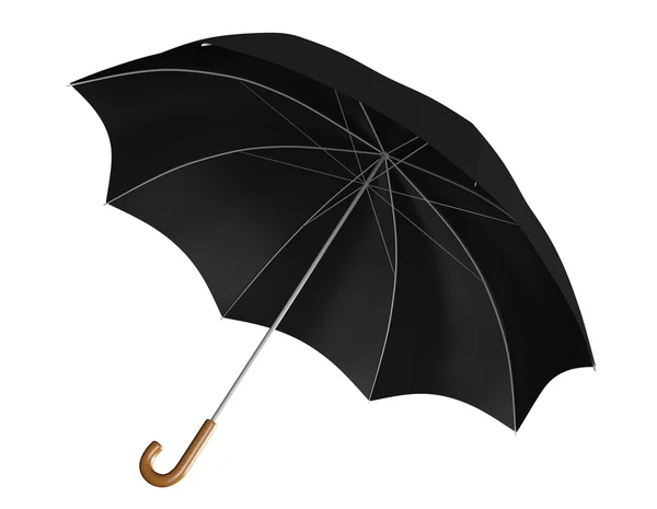 Schwarzer Schirm oder Sonnenschirm mit klassischem gebogenem Griff — Stockfoto