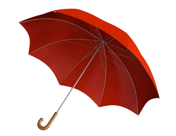 Parapluie rouge avec poignée incurvée classique — Photo