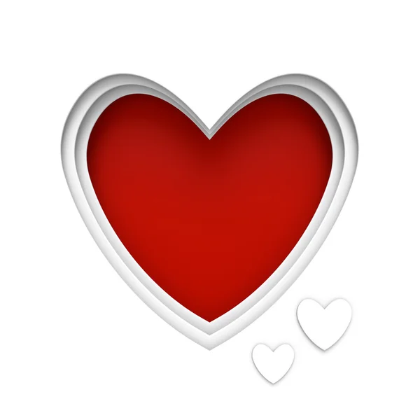 Rám na červeném pozadí, centrum prostor pro valentinky den zprávy ve tvaru srdce — Stock fotografie
