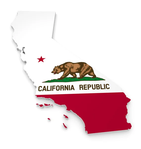 Географическая карта Калифорнии с флагом штата — стоковое фото