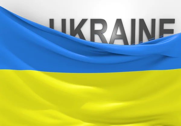 Ukraine flag and country name — Stock Photo, Image
