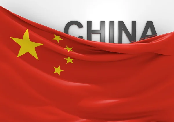 Kiinan lipun ja maan nimi — kuvapankkivalokuva