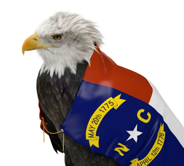 Águia careca americana usando a bandeira do estado da Carolina do Norte — Fotografia de Stock