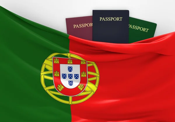 Reizen en toerisme in Portugal, met diverse paspoorten — Stockfoto