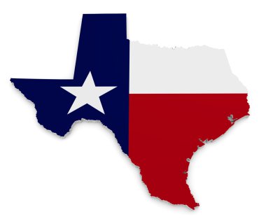 Coğrafi sınır harita ve Texas, Lone Star Devlet bayrağı