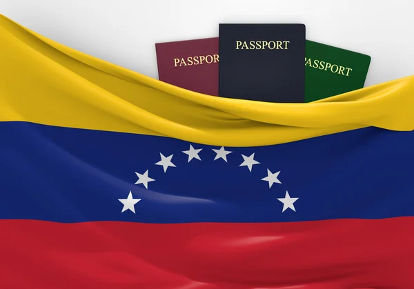 Подорожі та туризм у Венесуелі, з Асорті паспортами — стокове фото