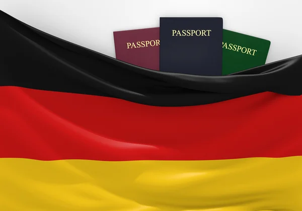 Reizen en toerisme in Duitsland, met diverse paspoorten — Stockfoto