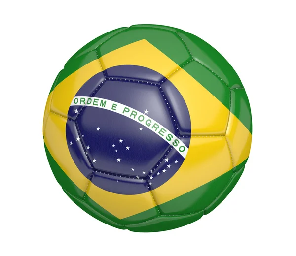 Voetbal en voetbal, met de vlag van het land van Brazilië — Stockfoto