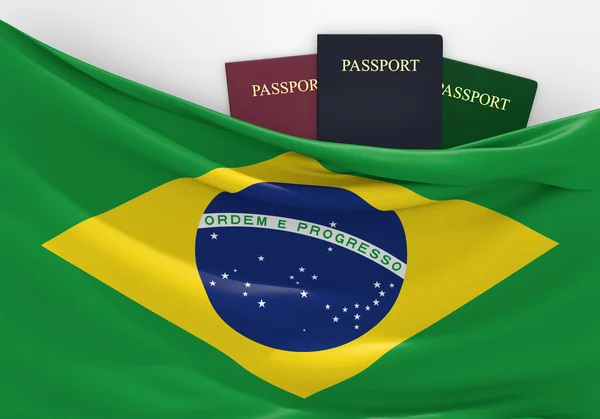 Reizen en toerisme in Brazilië, met diverse paspoorten — Stockfoto