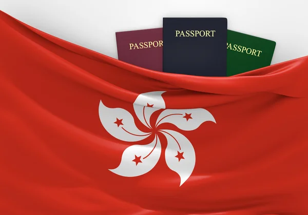 Viajes y turismo en Hong Kong, con pasaportes variados —  Fotos de Stock