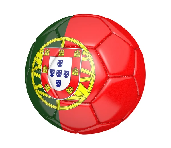 Bola de futebol, ou futebol, com a bandeira do país de Portugal — Fotografia de Stock