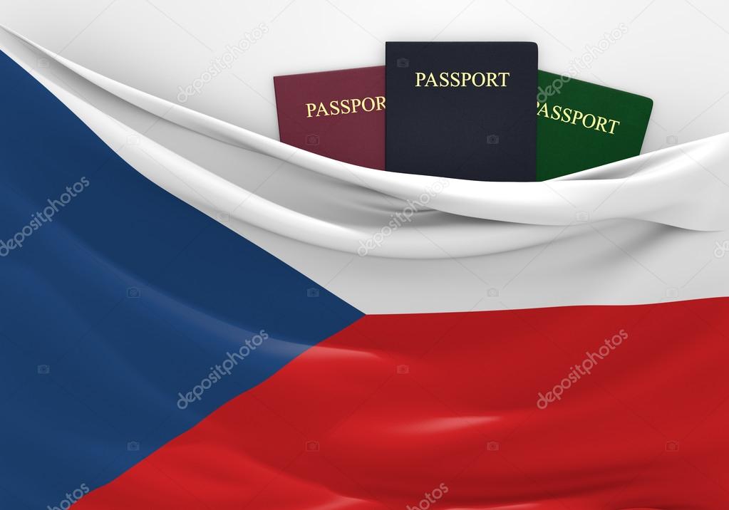 Travel and tourism in Czech Republic, with assorted passports