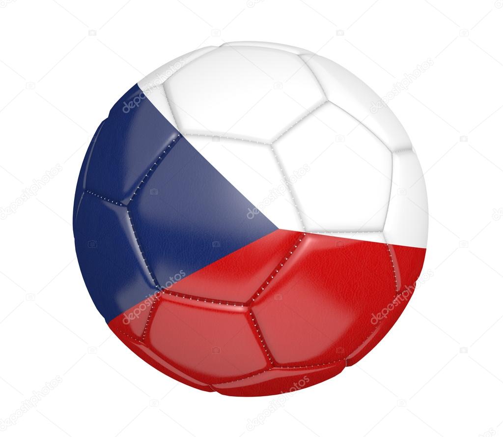 Soccer ball, or football, with the country flag of Czech Republic