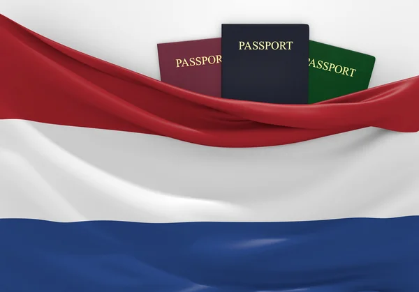 Travel and tourism in Netherlands, with assorted passports — Stock Photo, Image