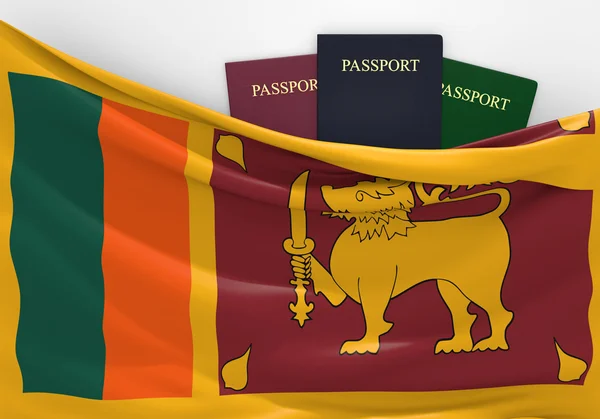 Viaggi e turismo in Sri Lanka, con passaporti assortiti — Foto Stock