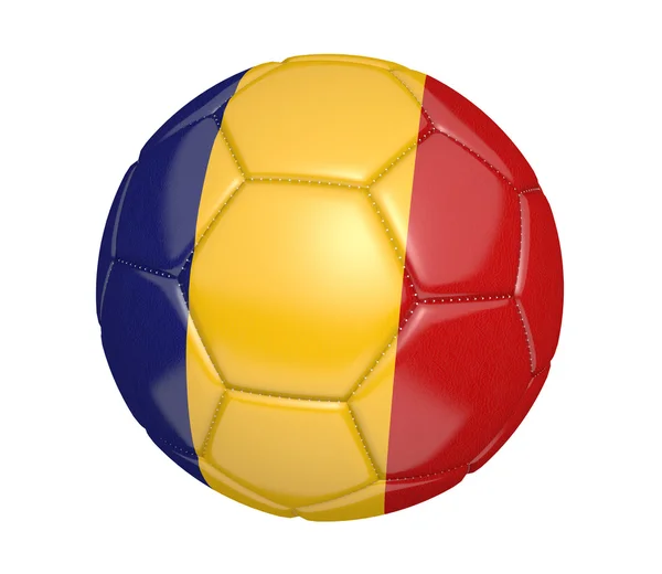 Ballon de football, ou football, avec le drapeau de la Roumanie — Photo