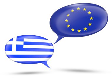 Yunanistan - Avrupa Birliği ilişkileri kavramı ile konuşma balonları