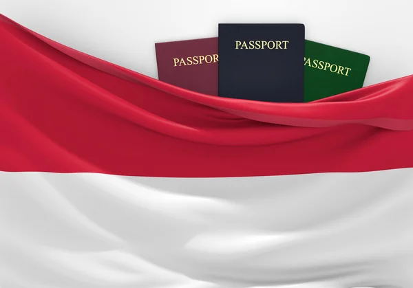 Viaggi e turismo in Indonesia, con passaporti assortiti — Foto Stock