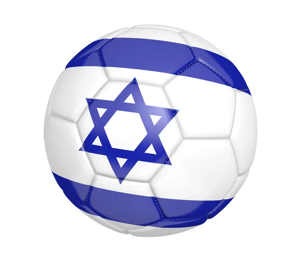 Voetbal en voetbal, met de vlag van het land van Israël — Stockfoto