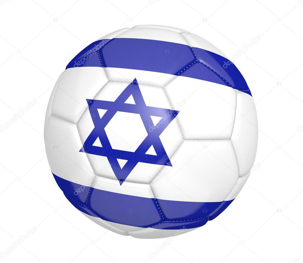 Soccer ball, or football, with the country flag of Israel