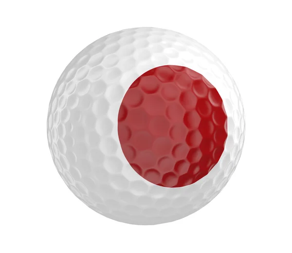 Golf bal 3d render met vlag van Japan, geïsoleerd op wit — Stockfoto