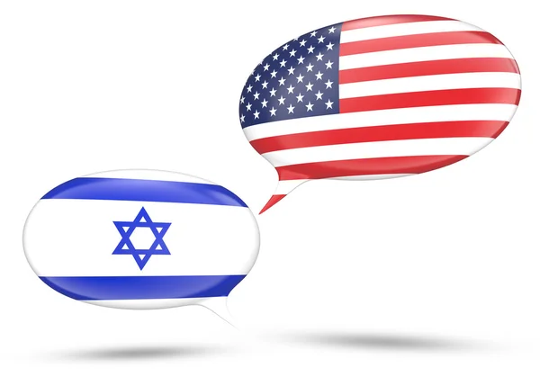 Israel - United States relations concept with speech bubbles — Stock Photo, Image