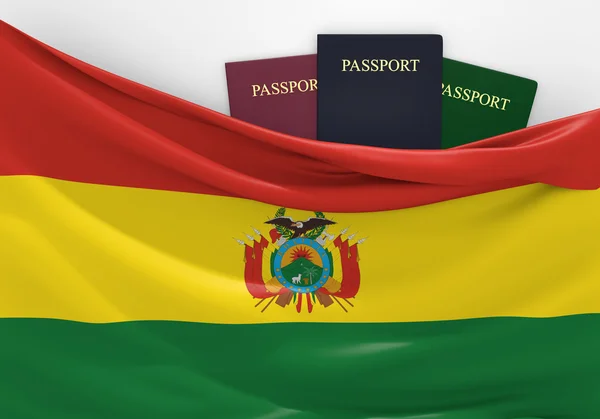 Подорожі та туризм в Болівії, з Асорті паспортами — стокове фото