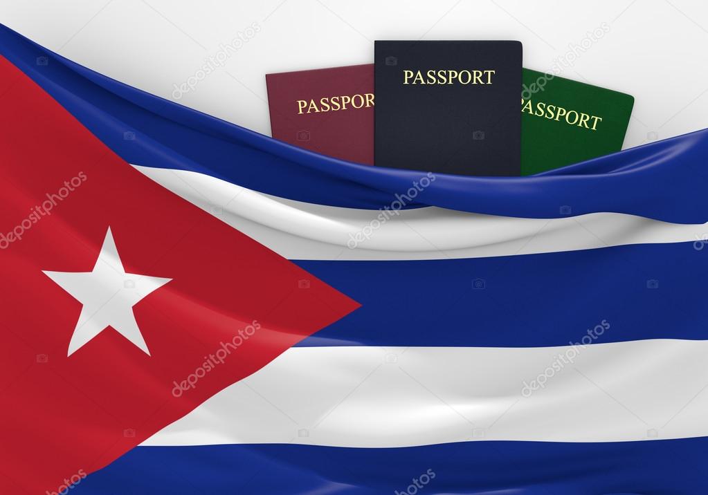 Travel and tourism in Cuba, with assorted passports