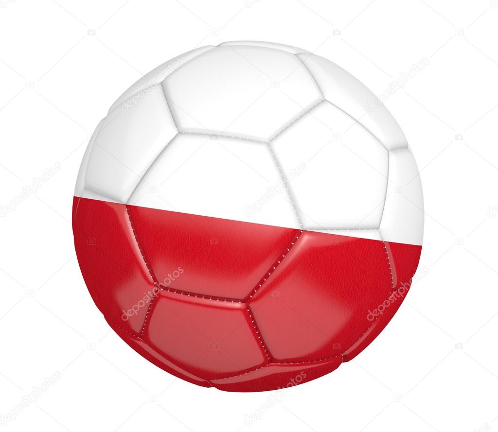 Soccer ball, or football, with the country flag of Poland