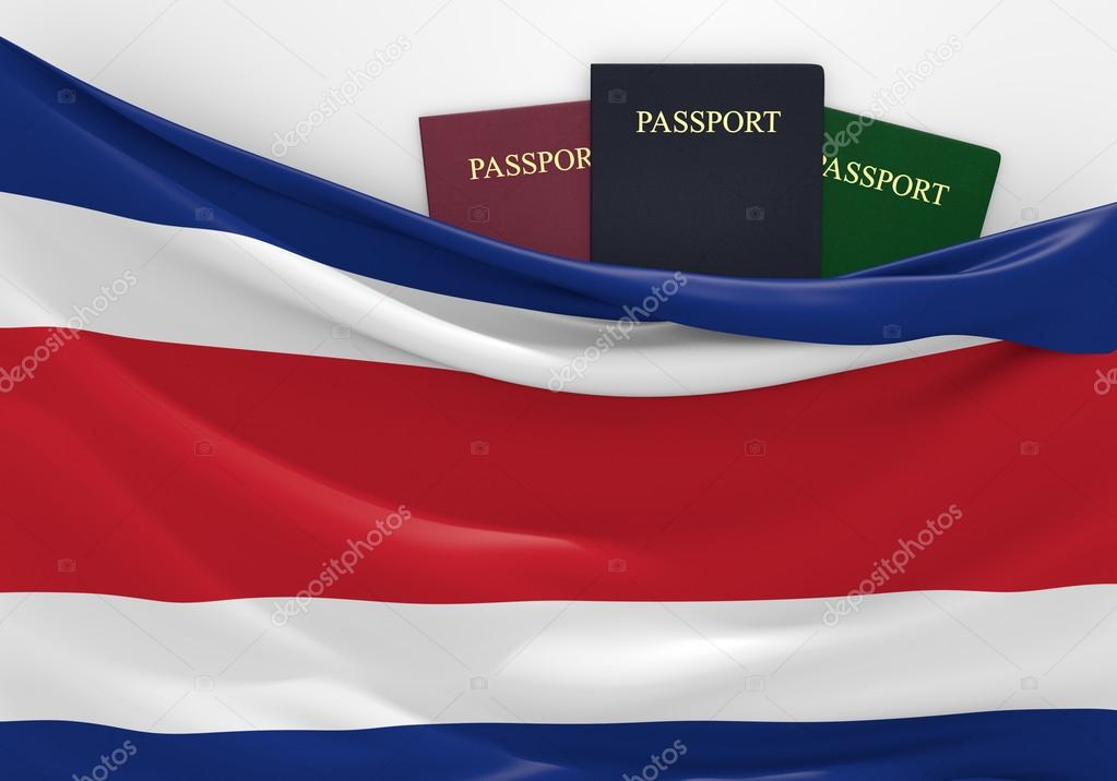 Travel and tourism in Costa Rica, with assorted passports