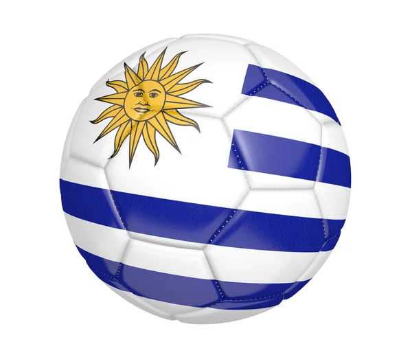 Piłki nożnej i piłki nożnej, z flagą kraju Urugwaju — Zdjęcie stockowe