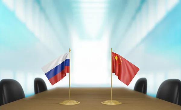 รัสเซียและจีนการเจรจาการค้าทางเศรษฐกิจ — ภาพถ่ายสต็อก
