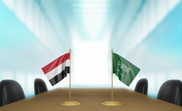 Переговоры по экономической торговле между Йеменом и Саудовской Аравией — стоковое фото