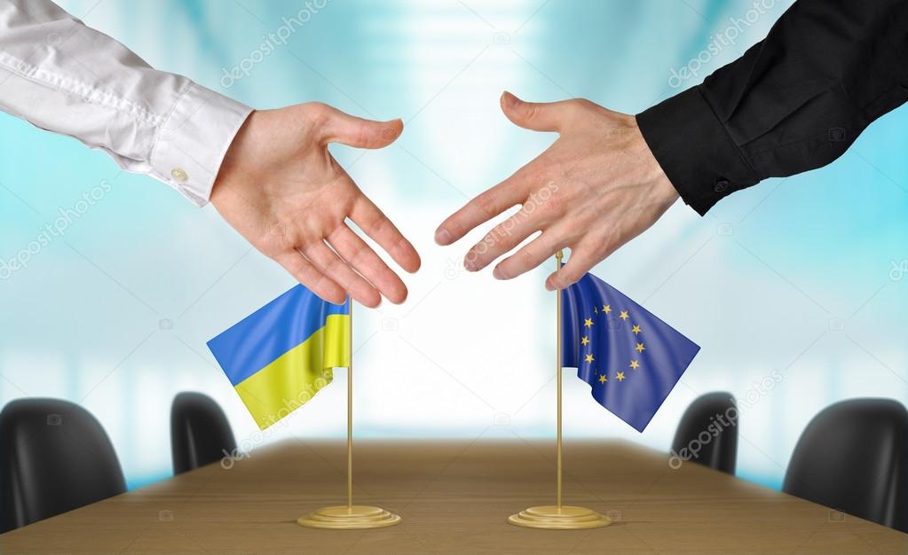 Ukraine and European Union diplomats agreeing on a deal