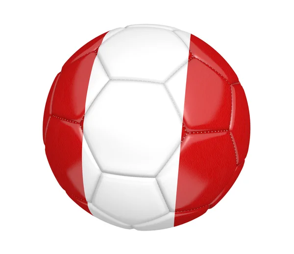 Voetbal en voetbal, met de vlag van het land van Peru — Stockfoto