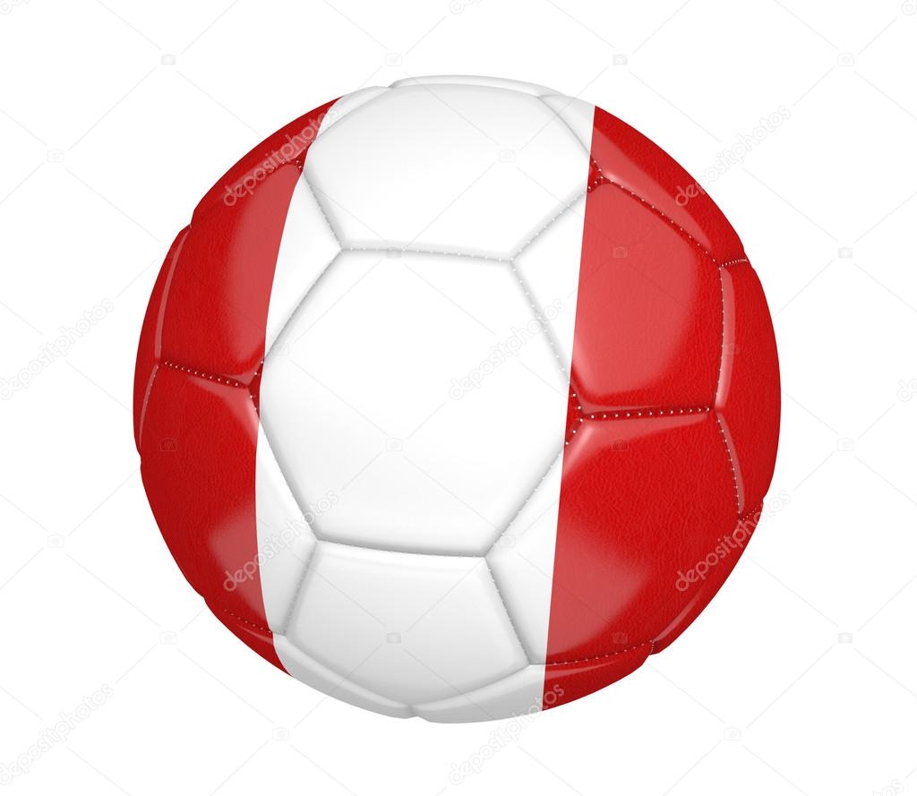 Soccer ball, or football, with the country flag of Peru
