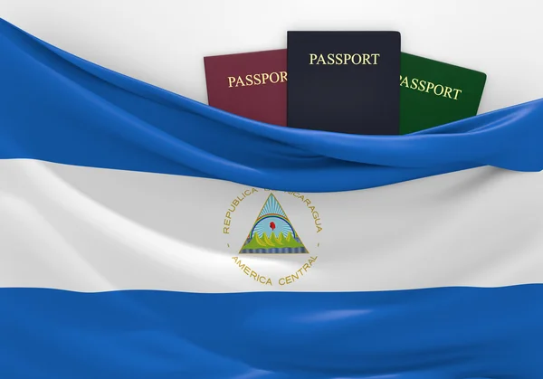 Viajes y turismo en Nicaragua, con pasaportes variados — Foto de Stock